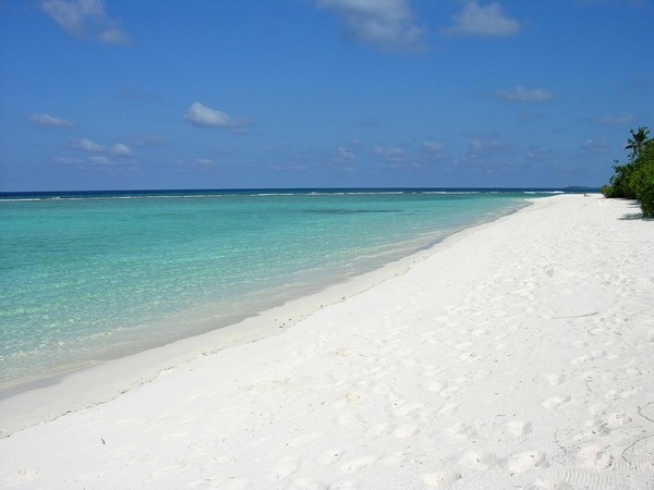 La plage d'une le aux Maldives